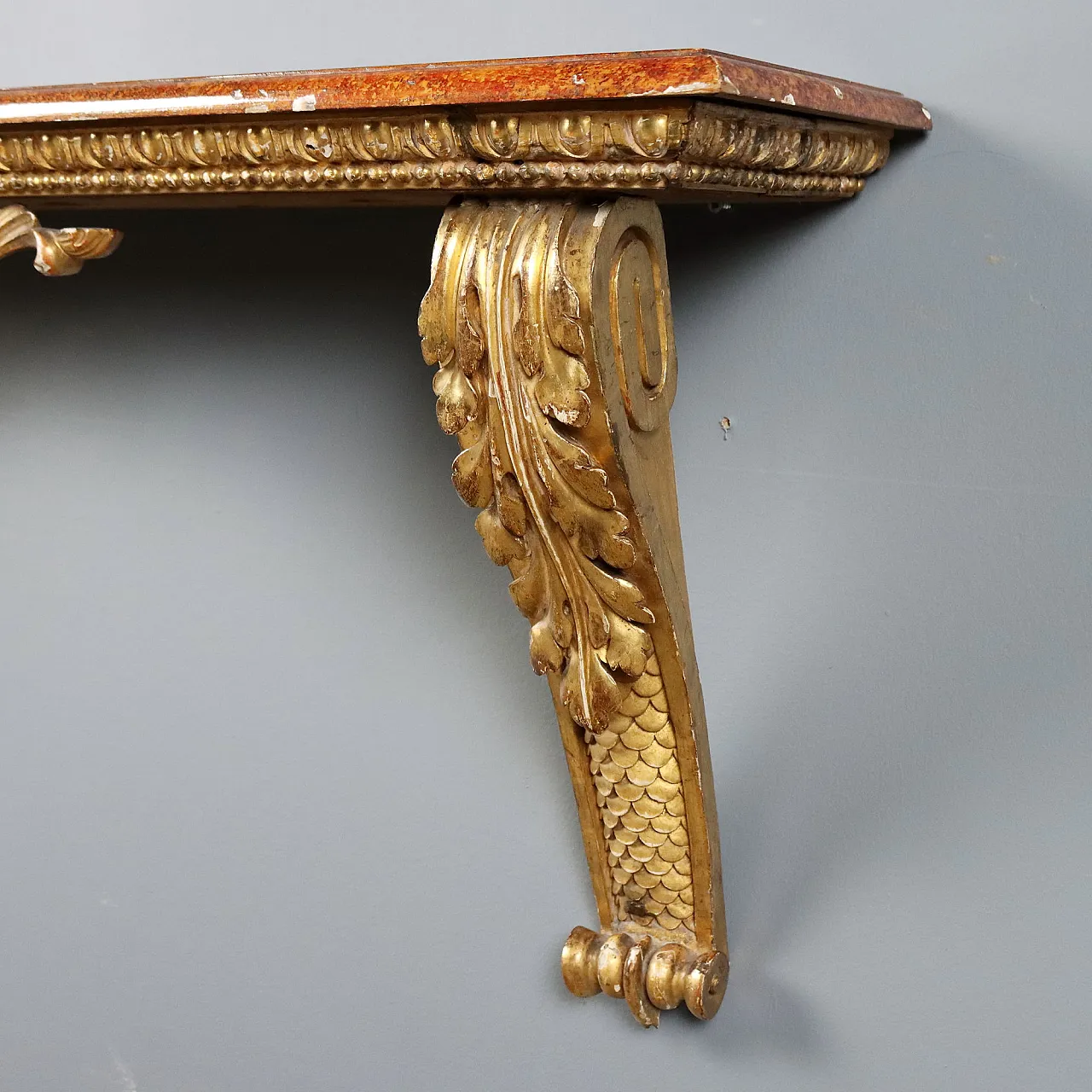Carved and gilded wooden console table, 19th century 5