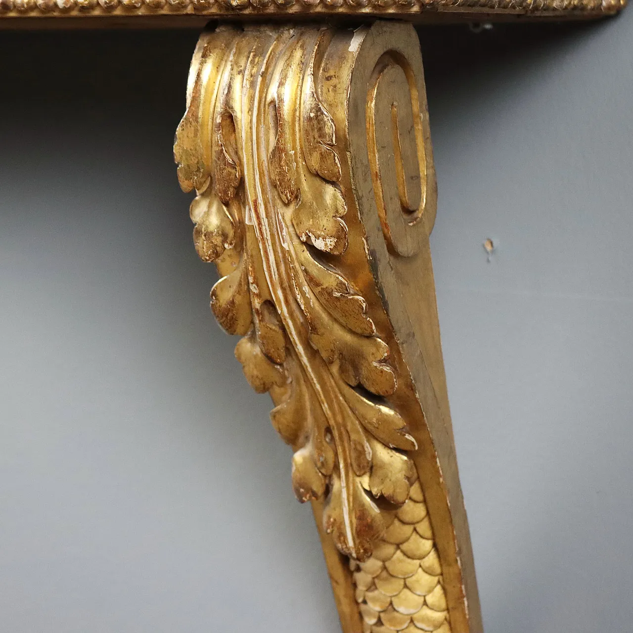 Carved and gilded wooden console table, 19th century 6