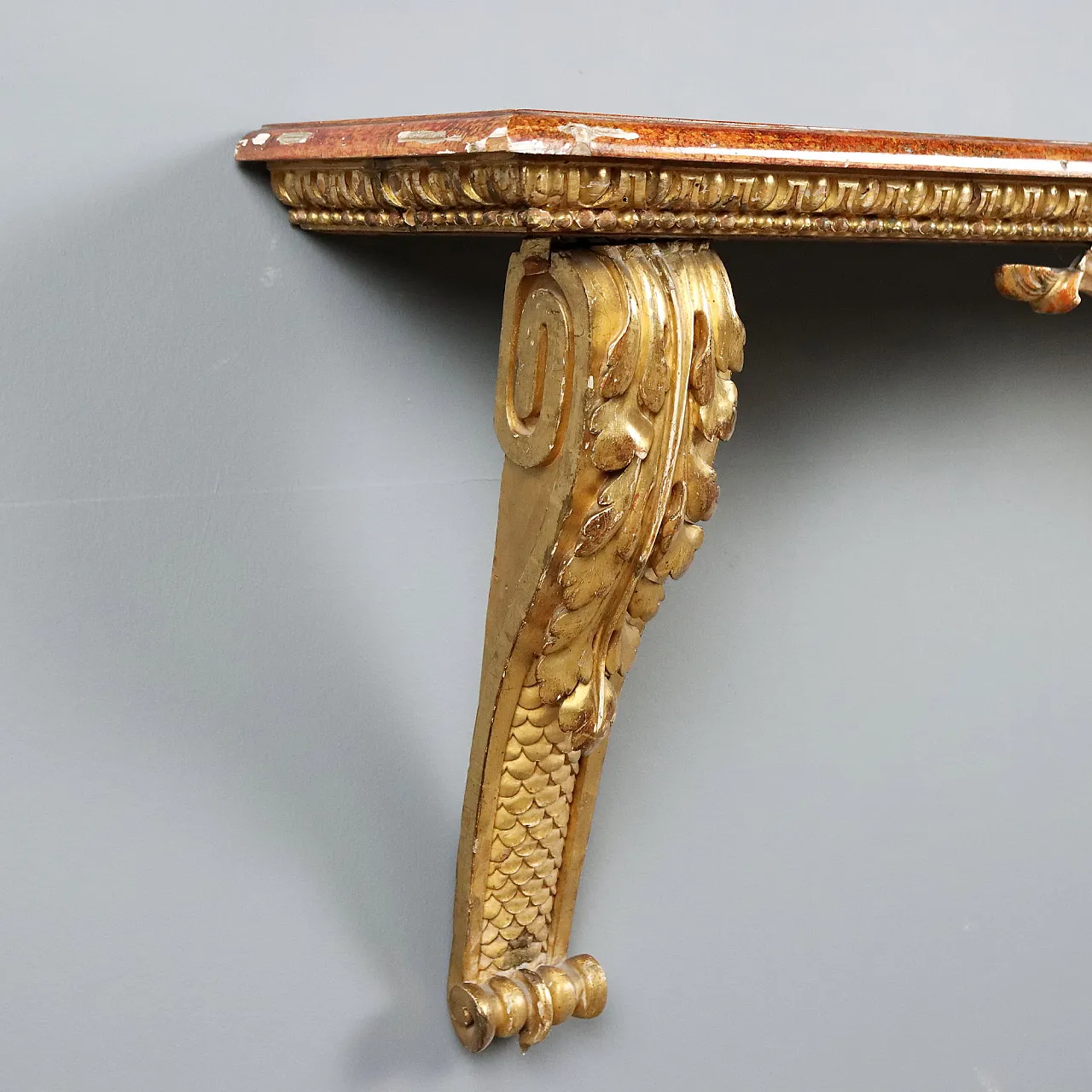 Carved and gilded wooden console table, 19th century 8