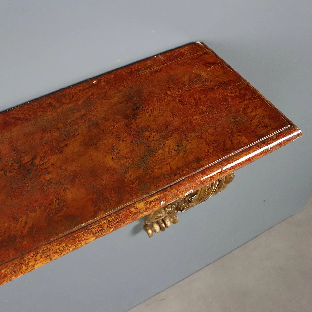 Carved and gilded wooden console table, 19th century 10