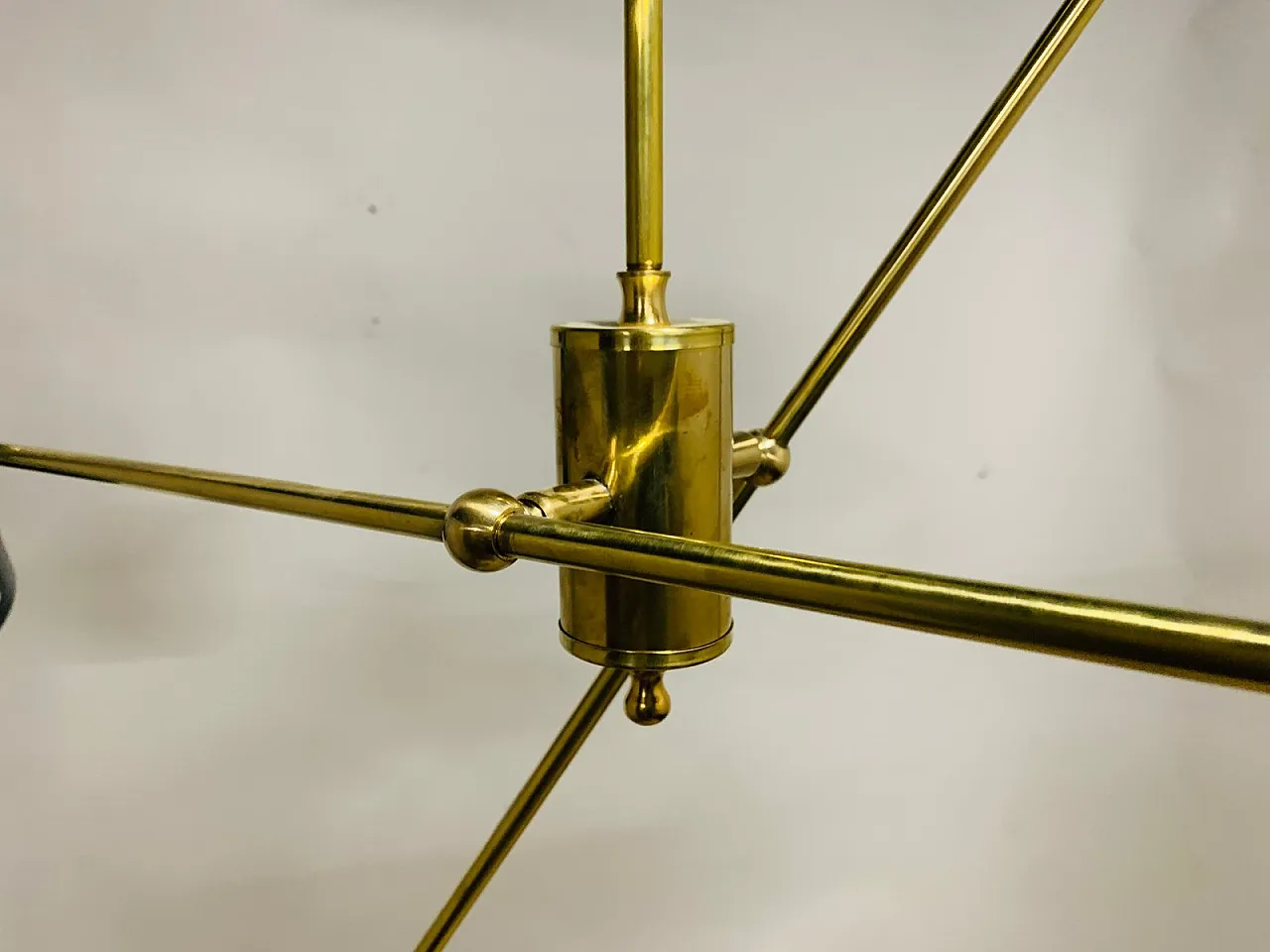 Brass chandelier with cones and adjustable stems, 1950s 11