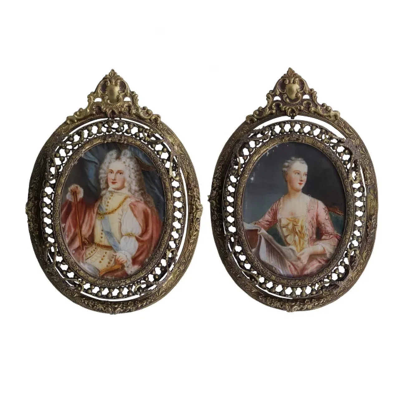 Pair of oval portrait miniatures, 19th century 1