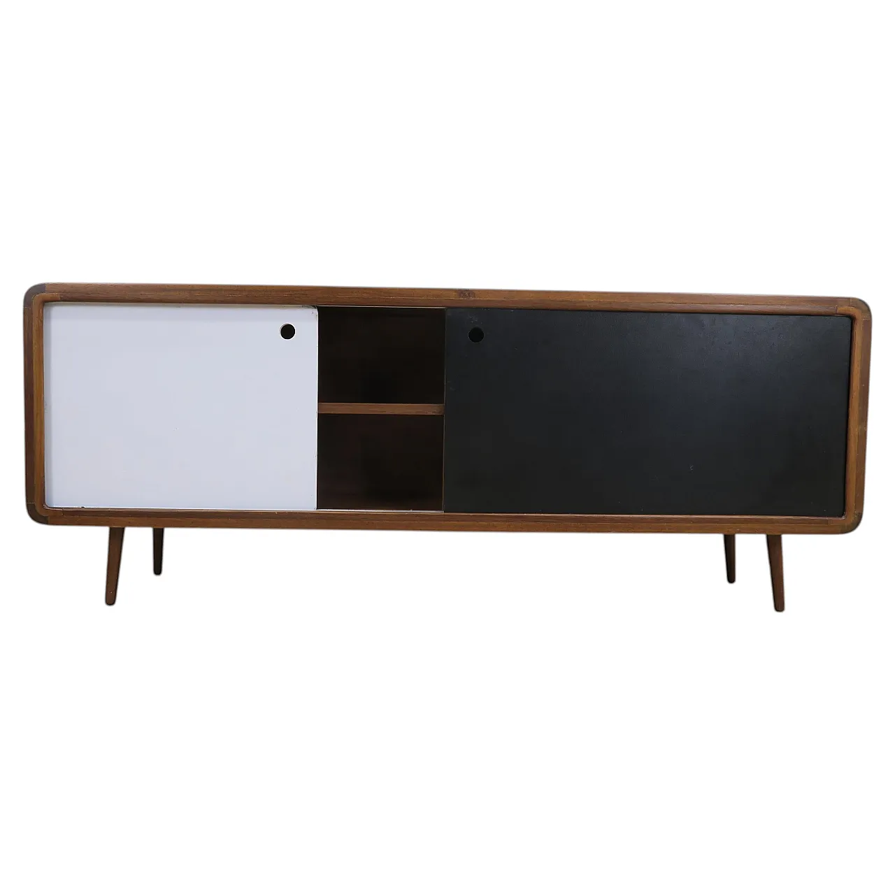 Teak sideboard with sliding doors, 1960s 1