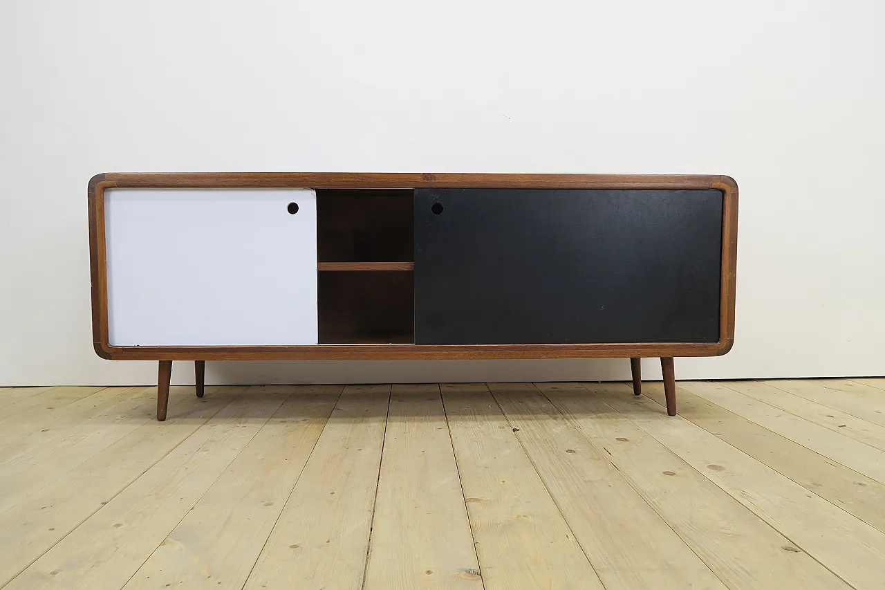 Teak sideboard with sliding doors, 1960s 2