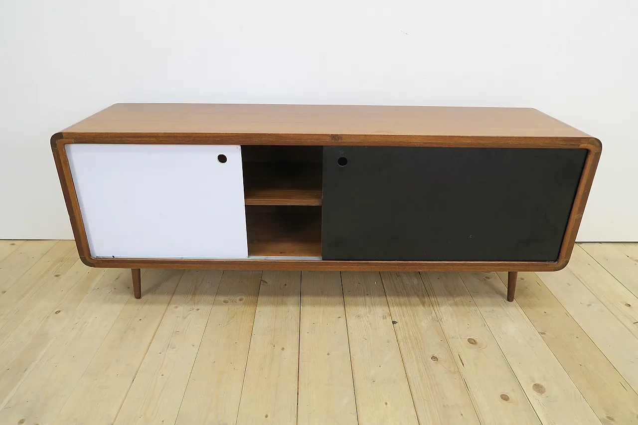 Teak sideboard with sliding doors, 1960s 3