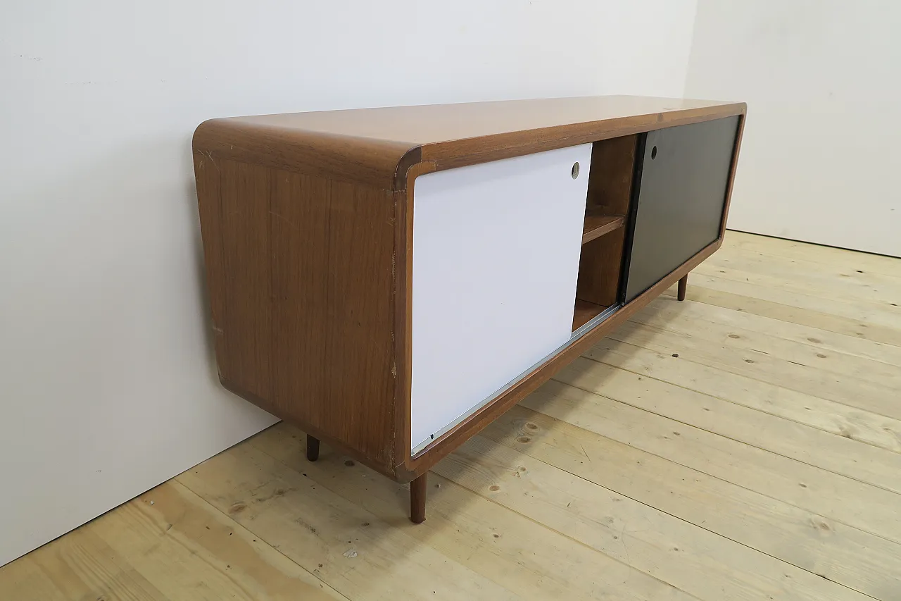Teak sideboard with sliding doors, 1960s 5