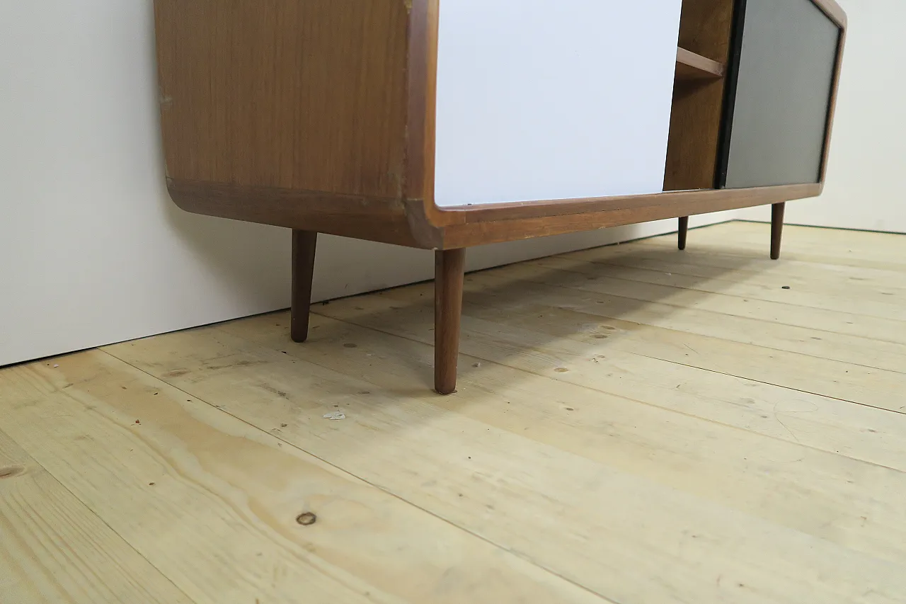 Teak sideboard with sliding doors, 1960s 6