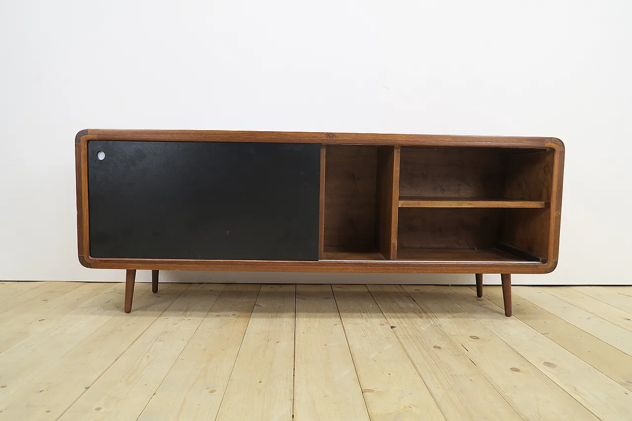 Teak sideboard with sliding doors, 1960s 8