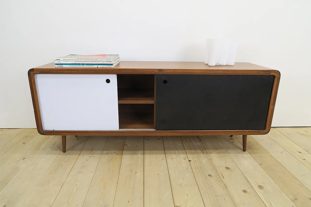 Teak sideboard with sliding doors, 1960s 10