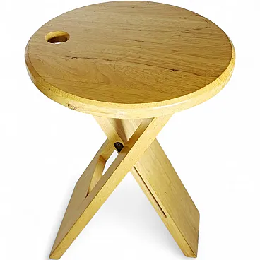 Sgabello in legno di Roger Tallon, anni '70