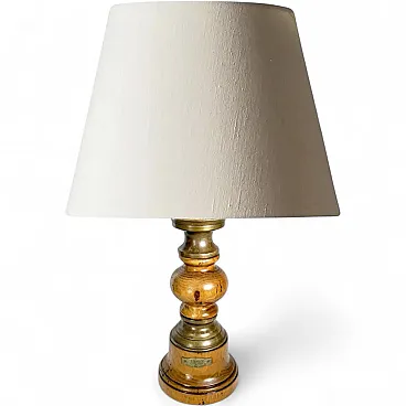 Rustic wooden table lamp, 1960s