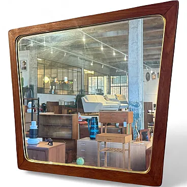 Trapezoidal mirror with teak frame, 1960s