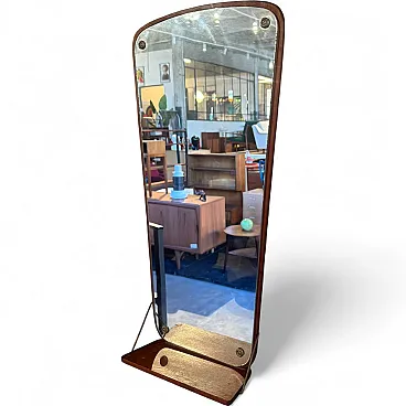 Irregular teak mirror with shelf, 1960s