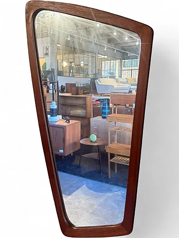 Shaped mirror with teak frame, 1960s