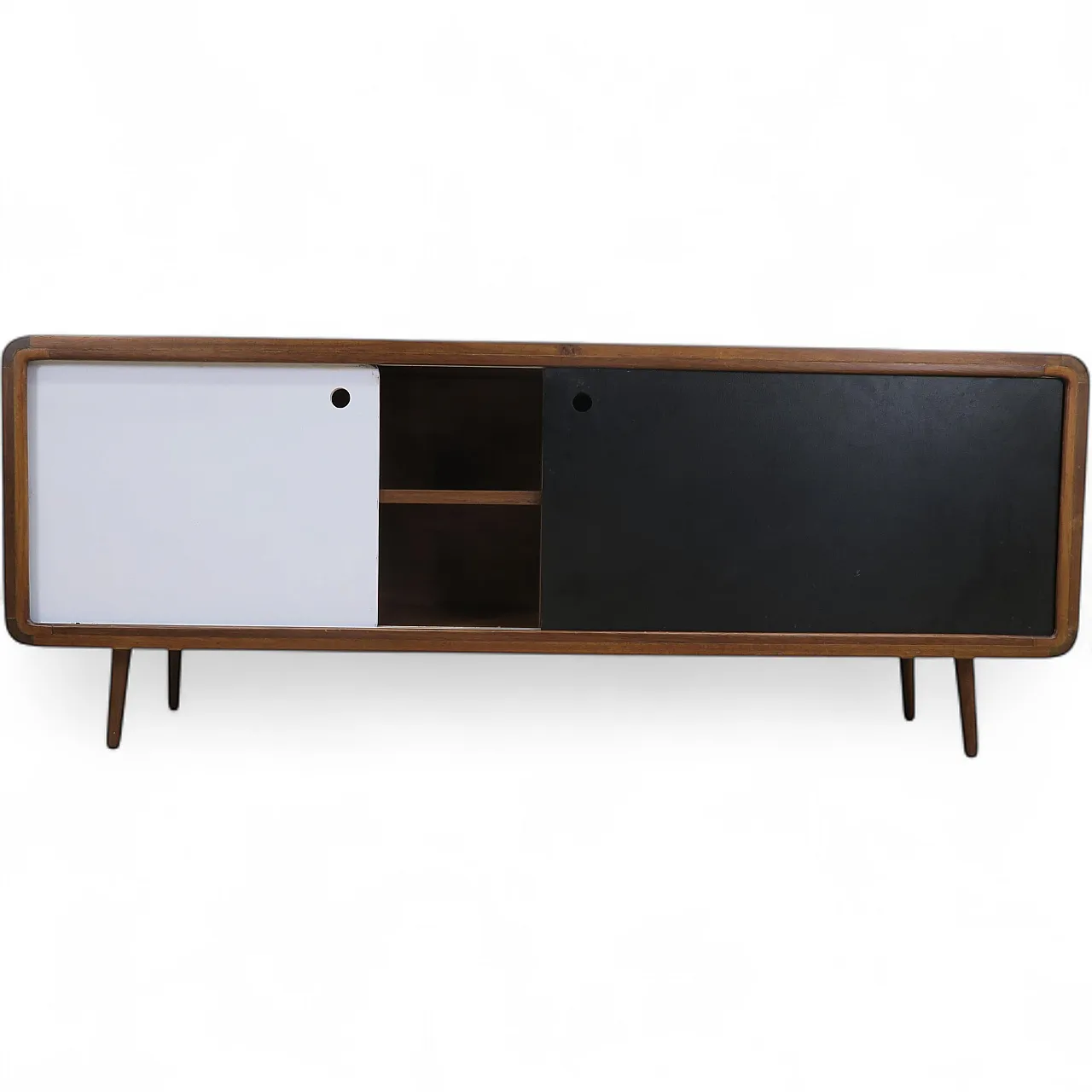 Teak sideboard with sliding doors, 1960s 11