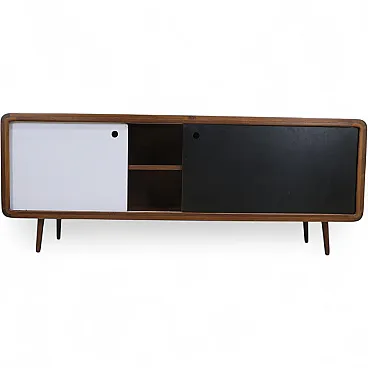 Teak sideboard with sliding doors, 1960s