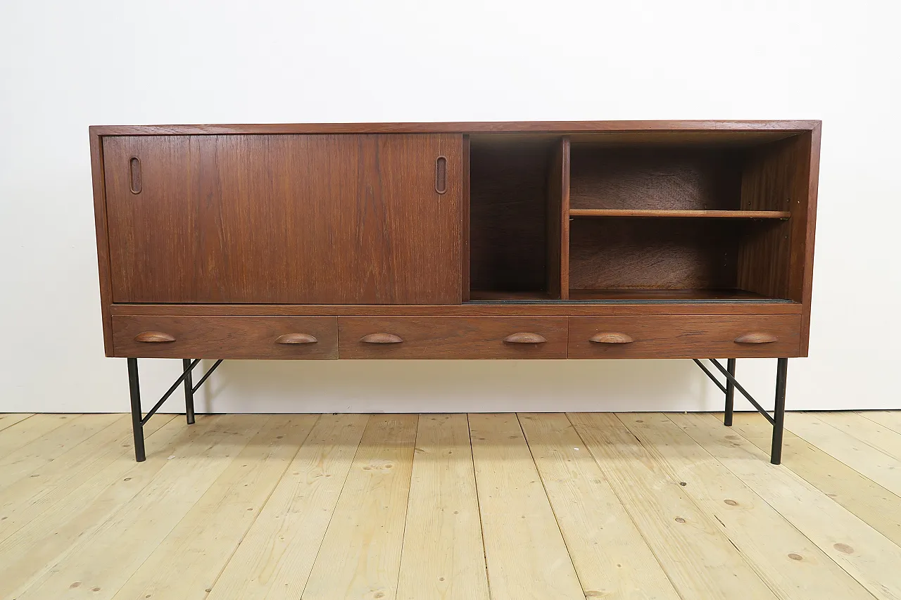 Teak sideboard with sliding doors and drawers, 1960s 6
