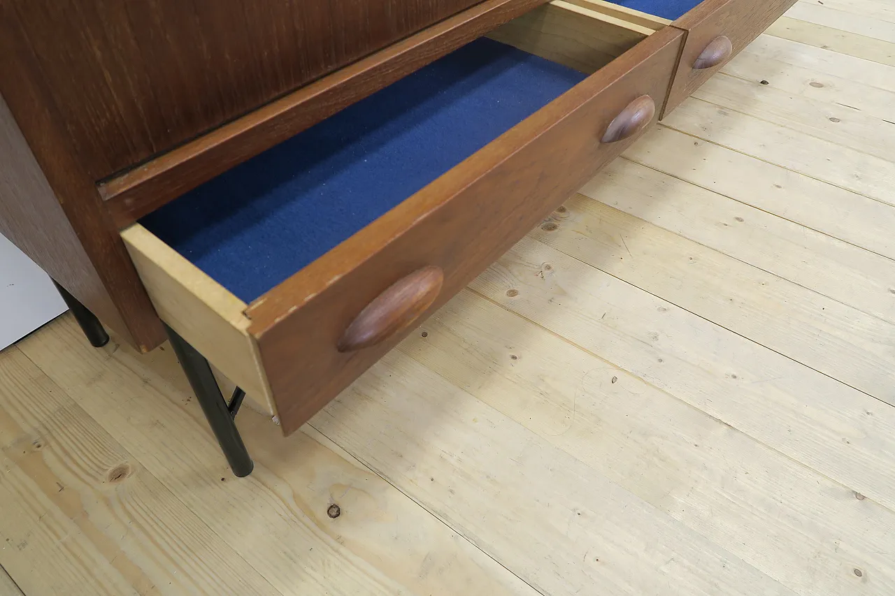 Teak sideboard with sliding doors and drawers, 1960s 9