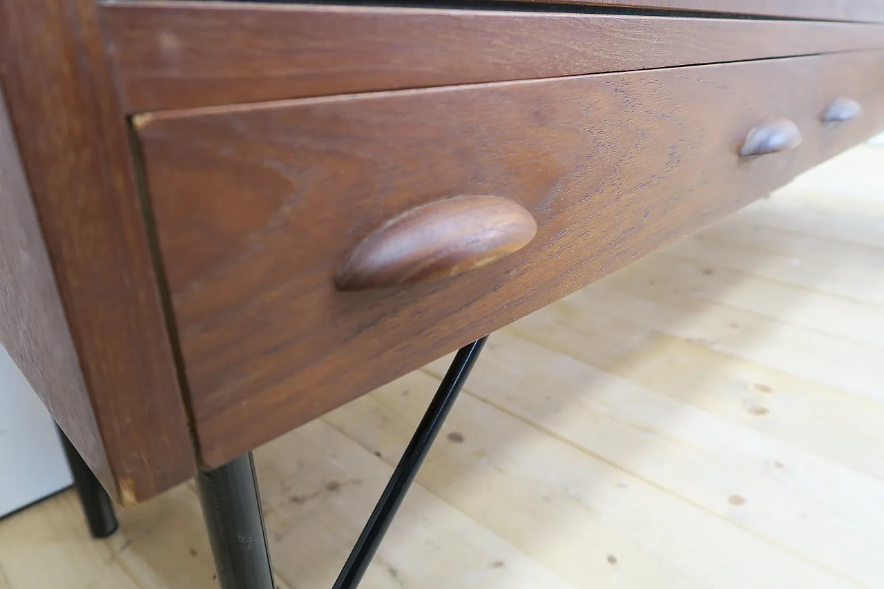 Teak sideboard with sliding doors and drawers, 1960s 12