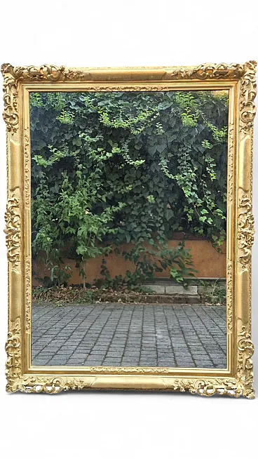 Perforated gilt wood mirror, mid-19th century