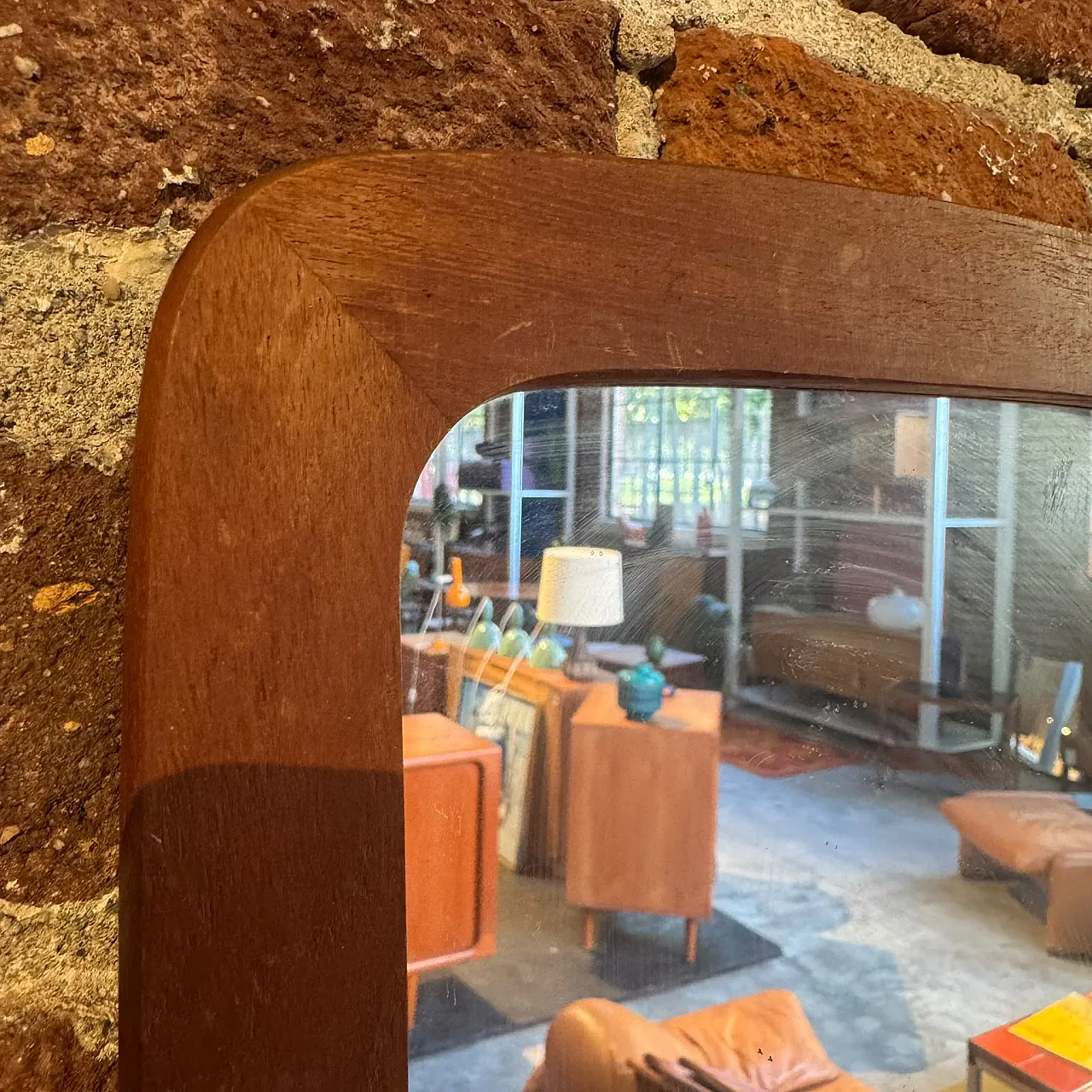 Specchio Mid-Century sagomato in teak, anni ’60 2