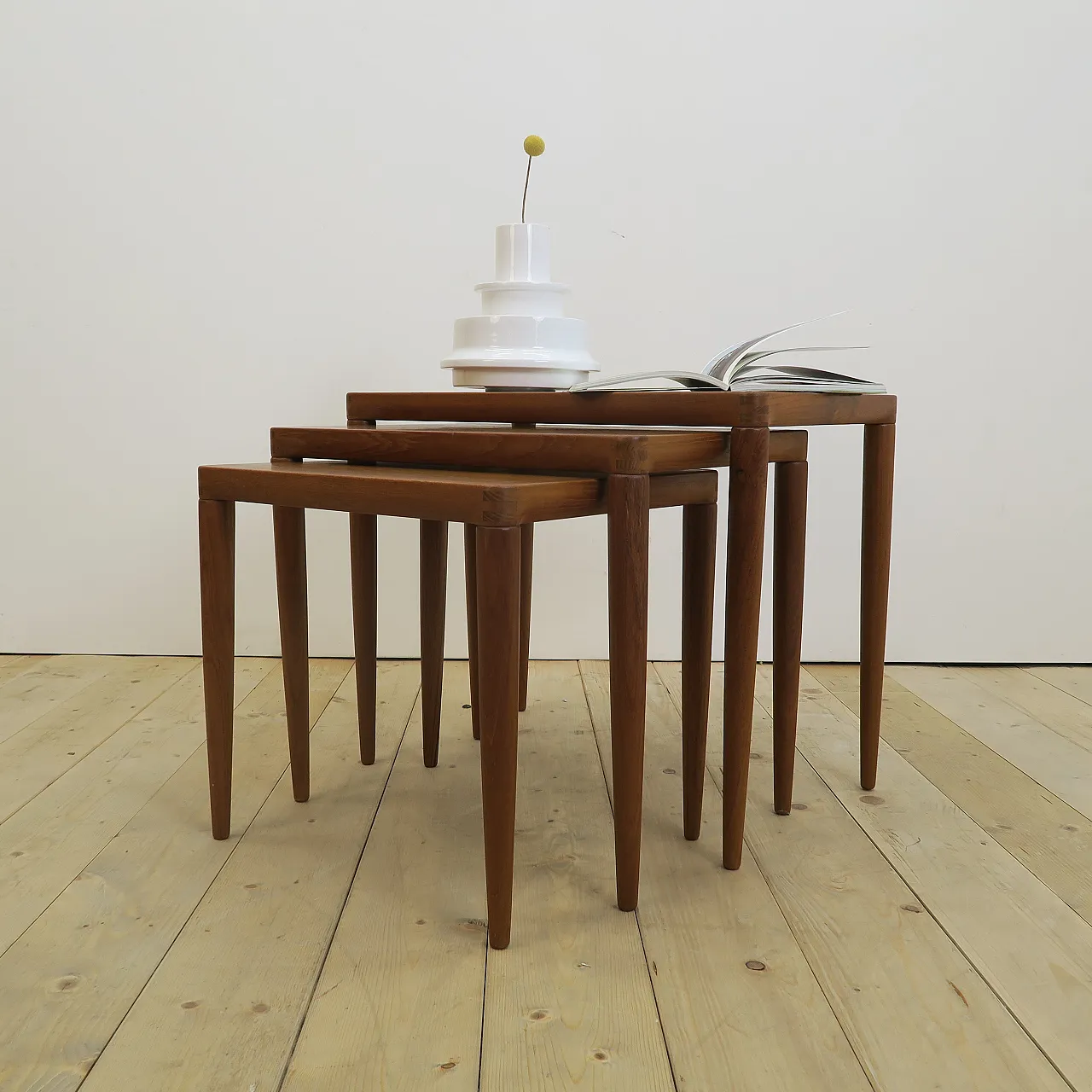 Nesting teak tables, H.W. Klein for Bramin, 1960s 2