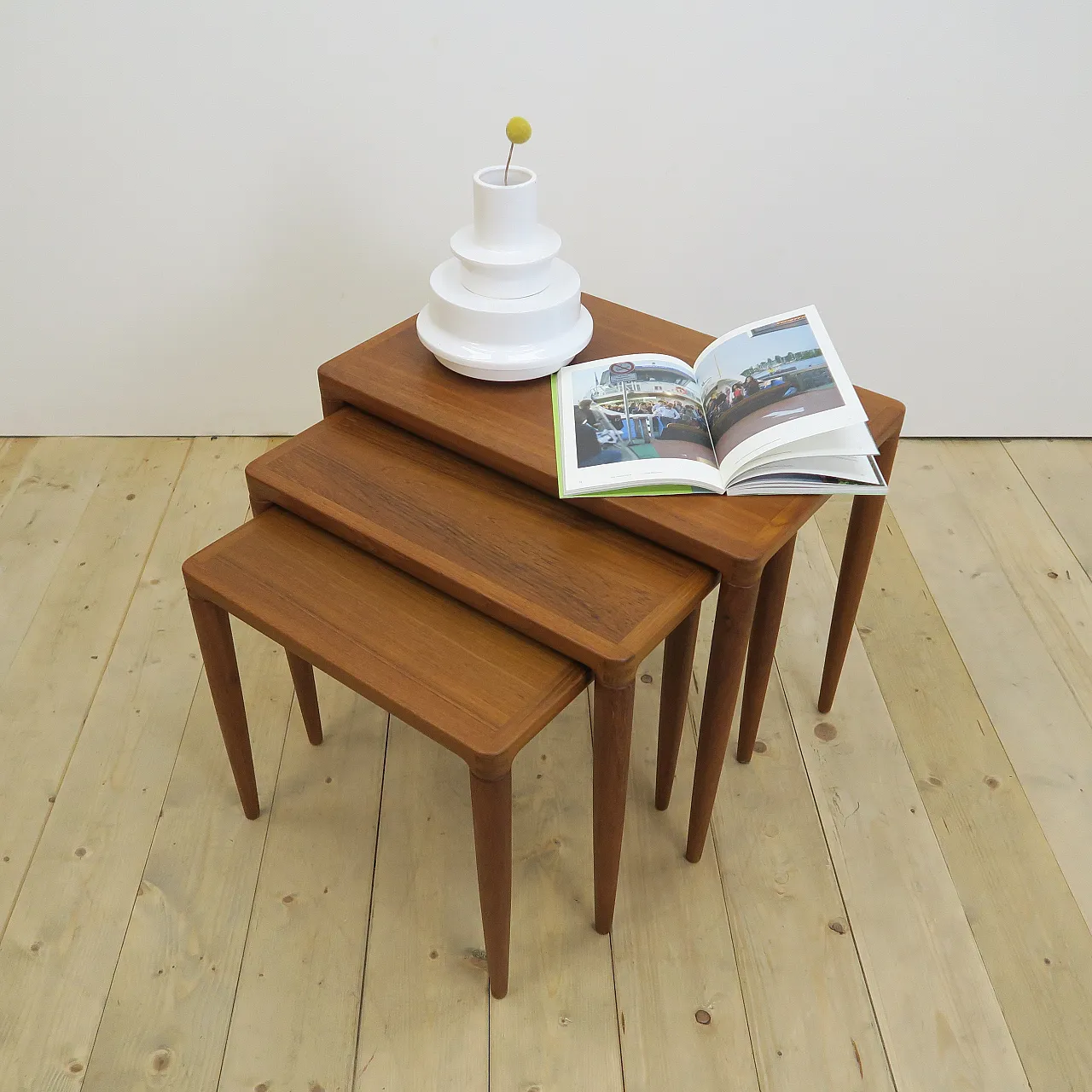 Nesting teak tables, H.W. Klein for Bramin, 1960s 3
