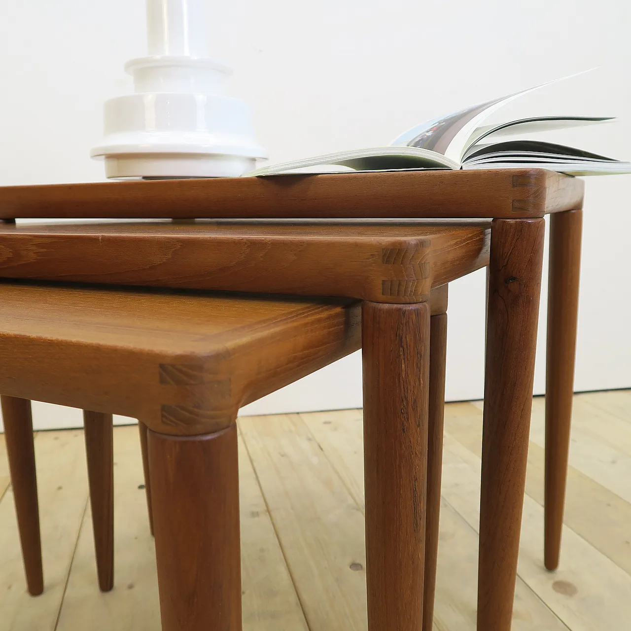 Nesting teak tables, H.W. Klein for Bramin, 1960s 4