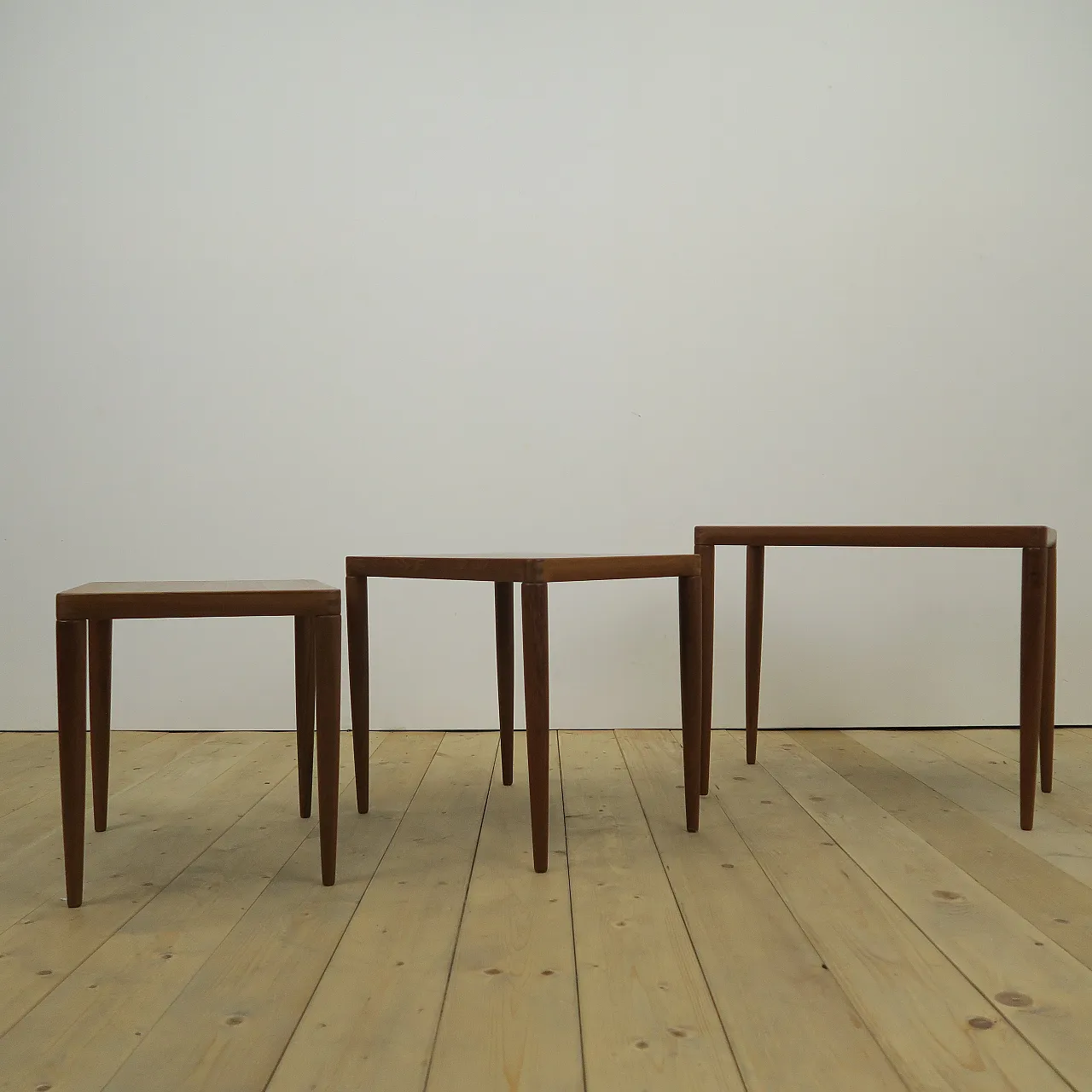 Nesting teak tables, H.W. Klein for Bramin, 1960s 6