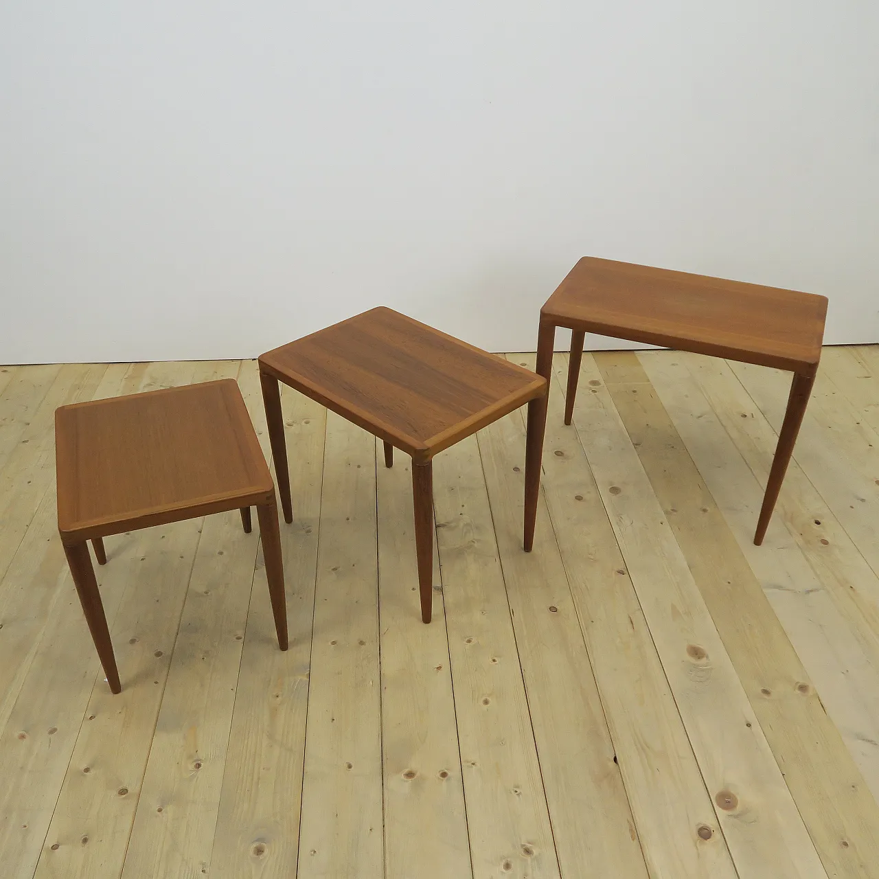 Nesting teak tables, H.W. Klein for Bramin, 1960s 7