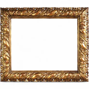 Gilded Italian frame with floral ornaments, mid 20th century