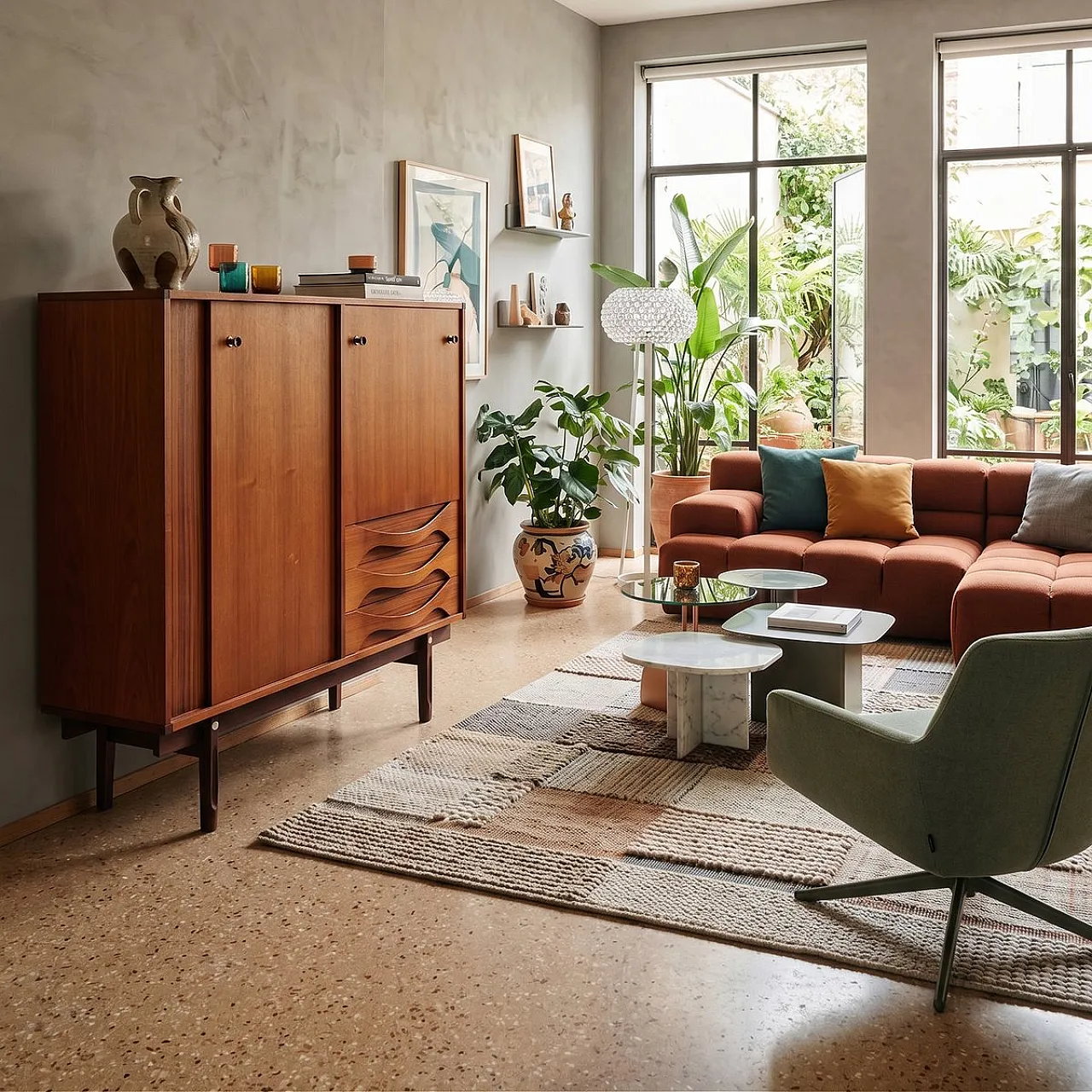 Highboard in teak with sliding doors from Dassi, 1960s 2
