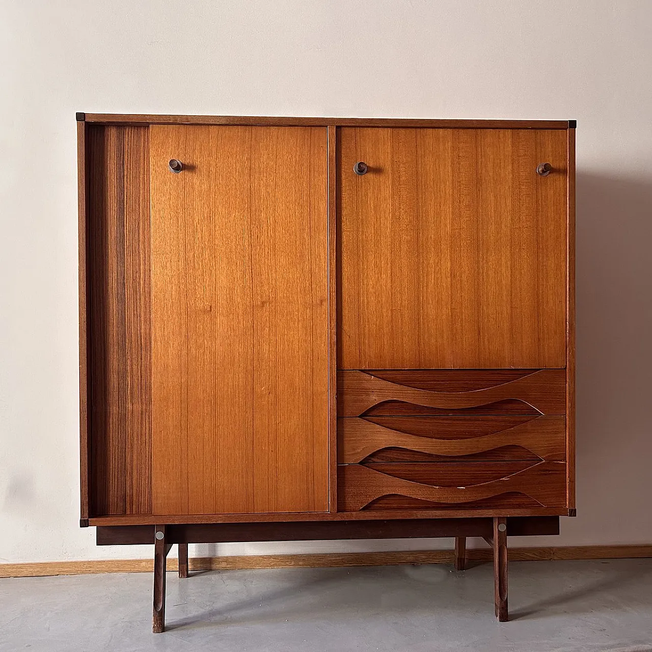 Highboard in teak with sliding doors from Dassi, 1960s 3
