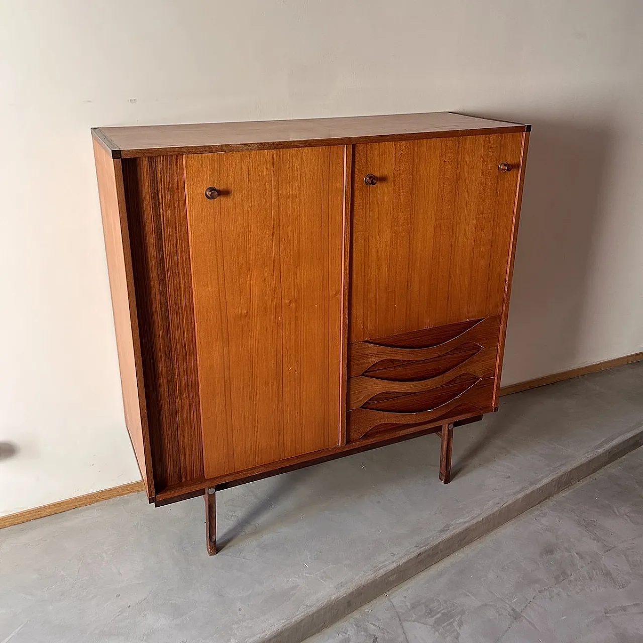 Highboard in teak with sliding doors from Dassi, 1960s 4