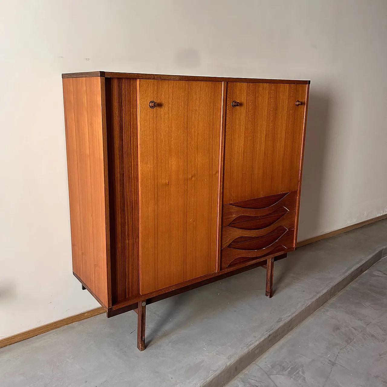 Highboard in teak with sliding doors from Dassi, 1960s 7
