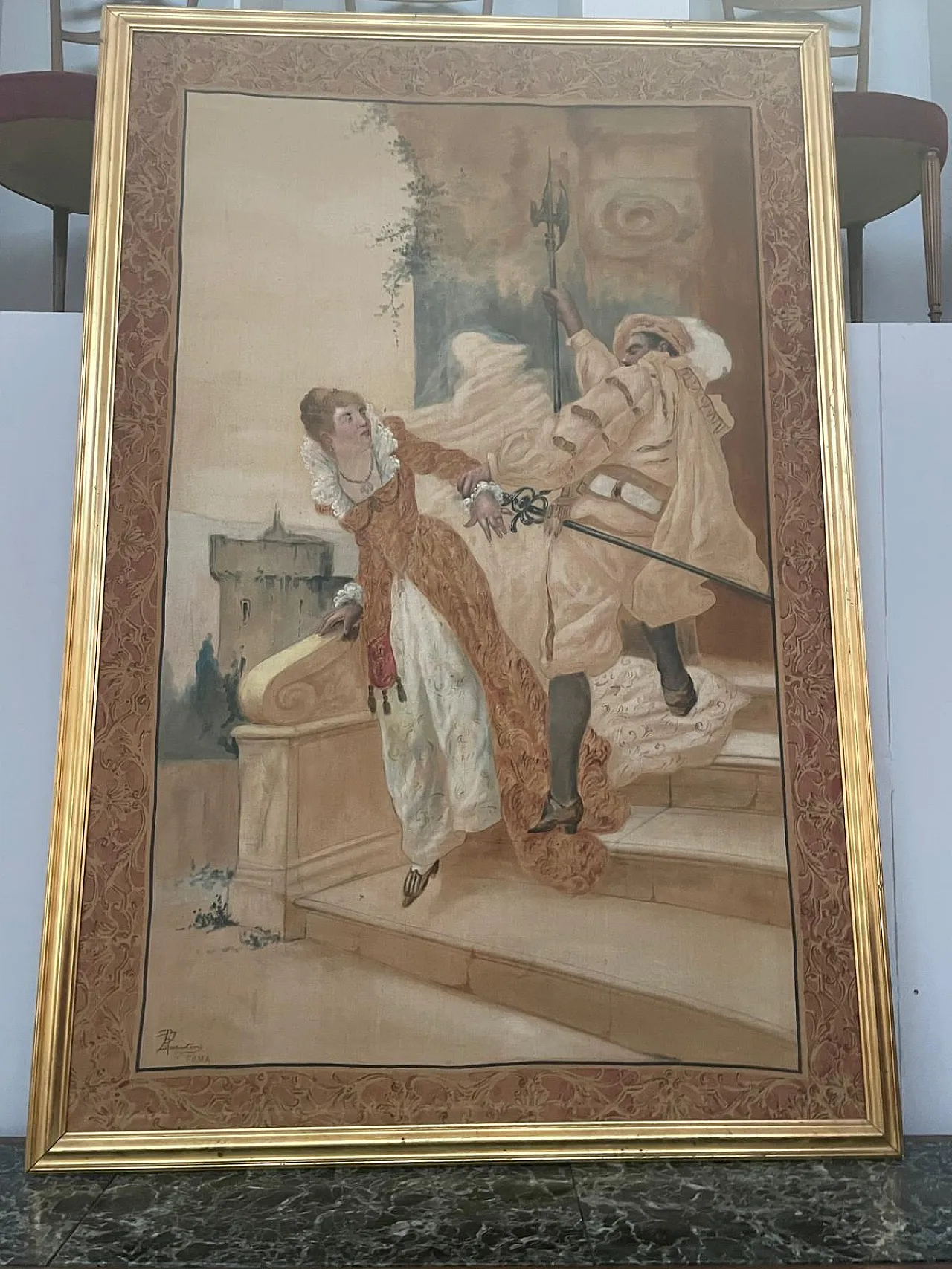 Italian Tapestry with a Theater Scene, 1950s 1
