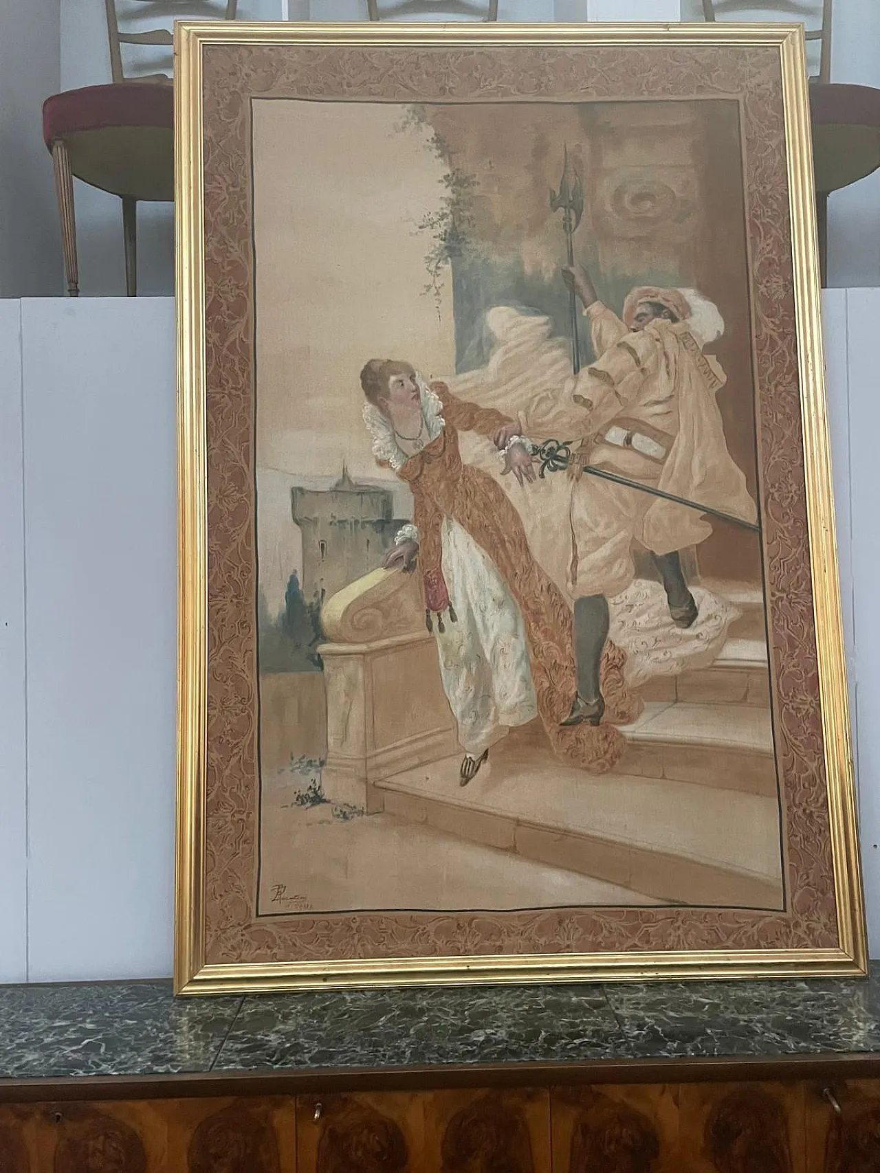Italian Tapestry with a Theater Scene, 1950s 3