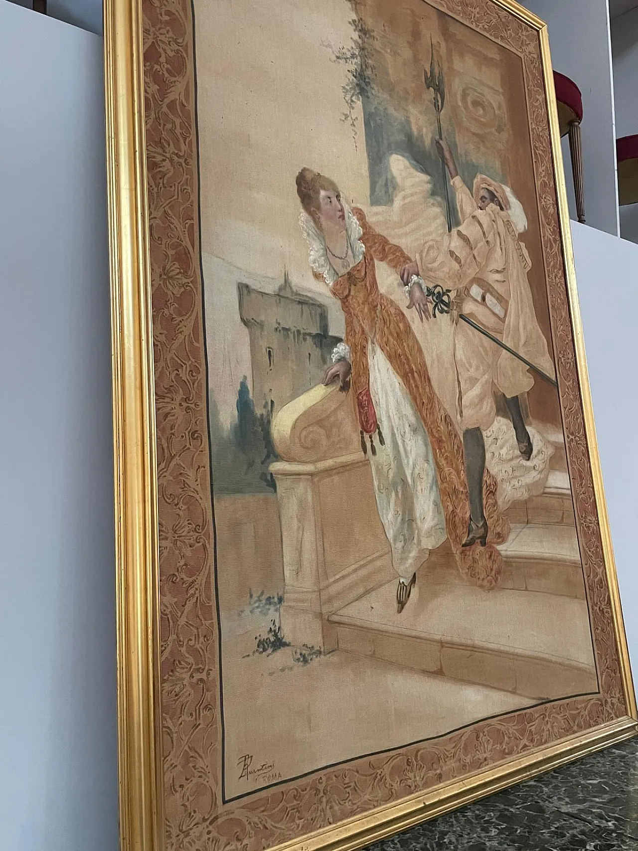 Italian Tapestry with a Theater Scene, 1950s 5