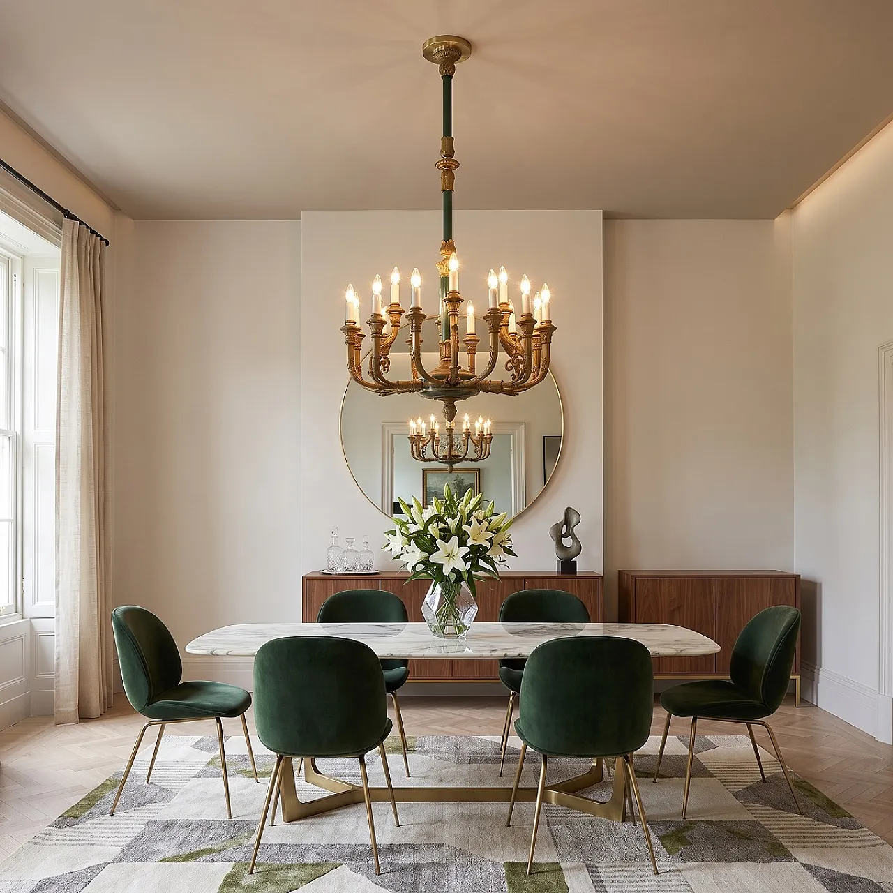 Bronze and green lacquered metal chandelier, 18 lights, early 1900s 2