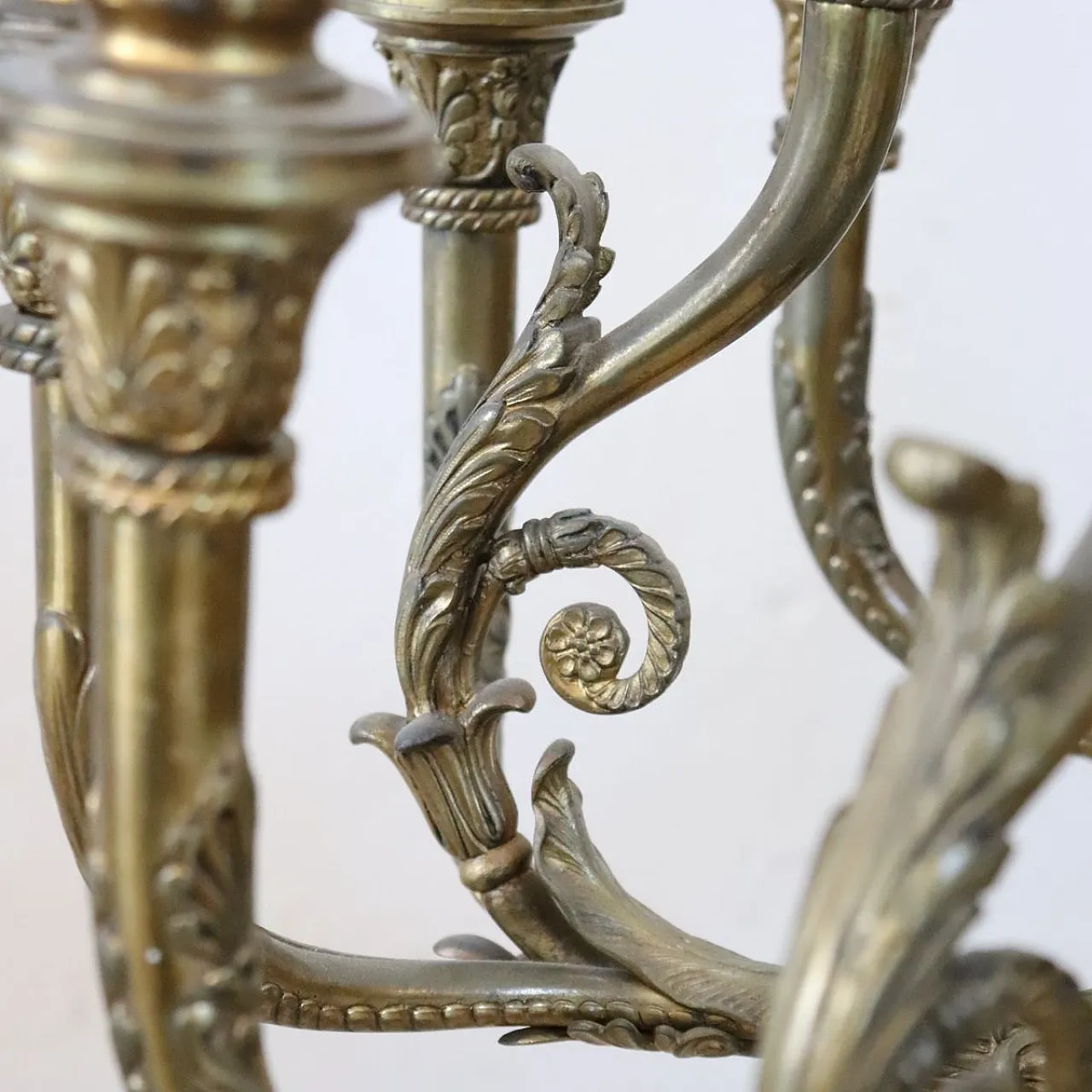 Bronze and green lacquered metal chandelier, 18 lights, early 1900s 11