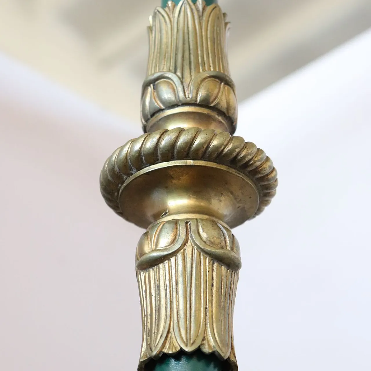 Bronze and green lacquered metal chandelier, 18 lights, early 1900s 17