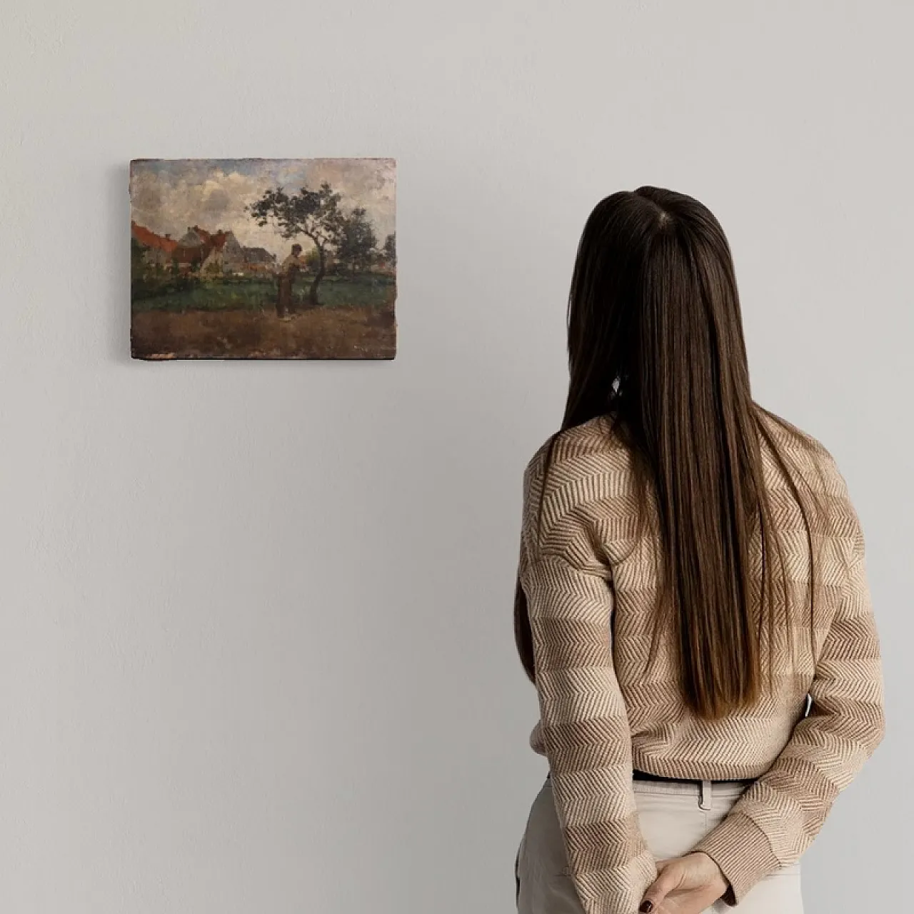 Dutch painting with Impressionist Landscape, oil on canvas, 19th c. 6