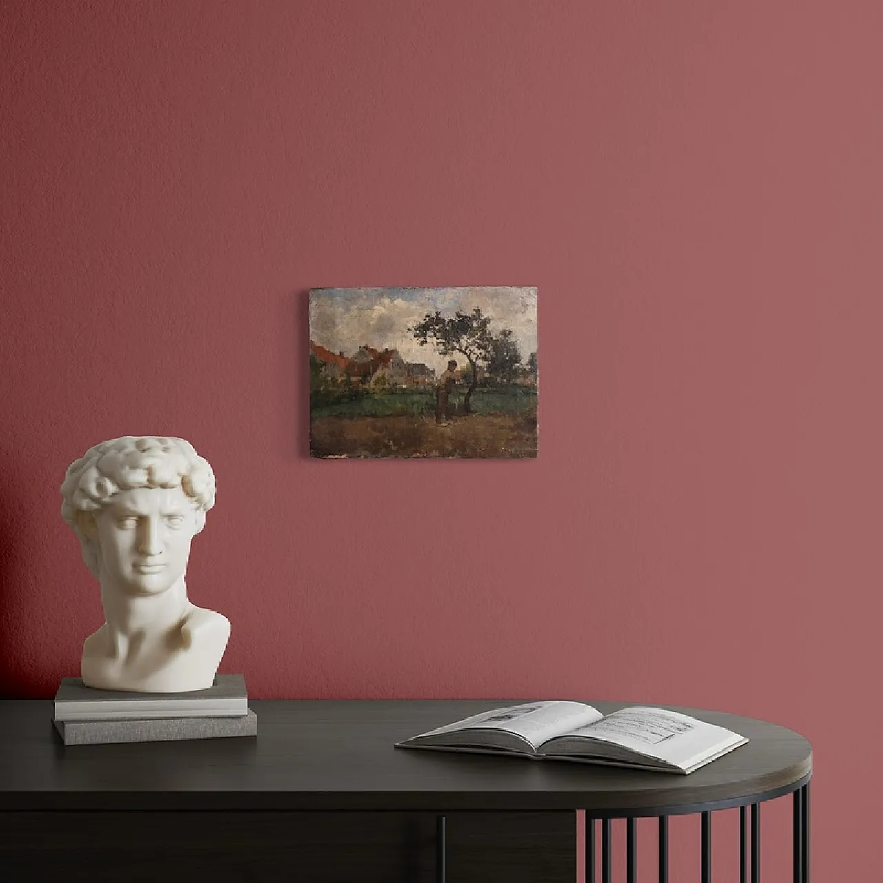 Dutch painting with Impressionist Landscape, oil on canvas, 19th c. 7