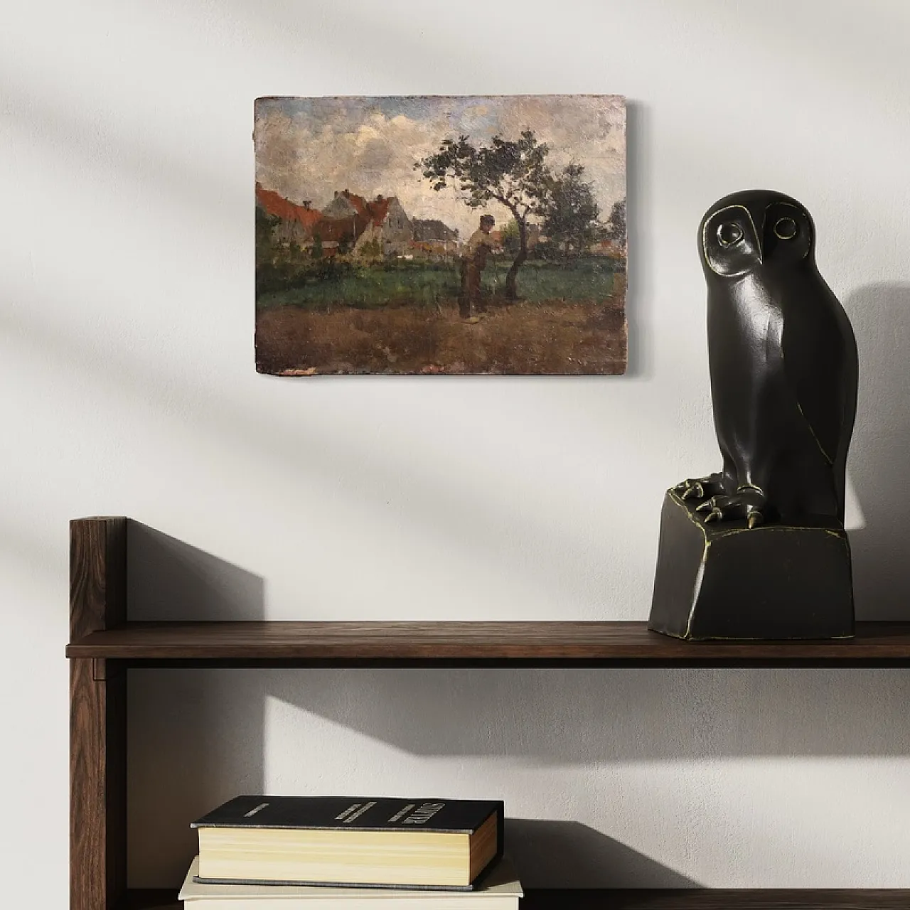 Dutch painting with Impressionist Landscape, oil on canvas, 19th c. 8