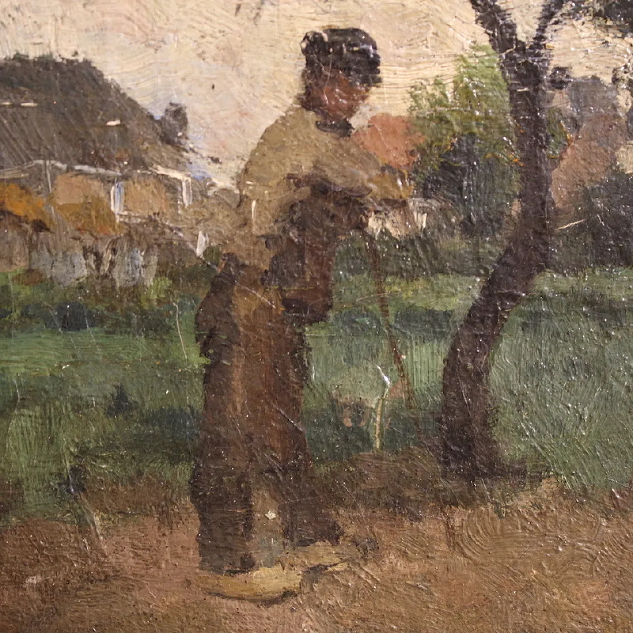 Dutch painting with Impressionist Landscape, oil on canvas, 19th c. 9