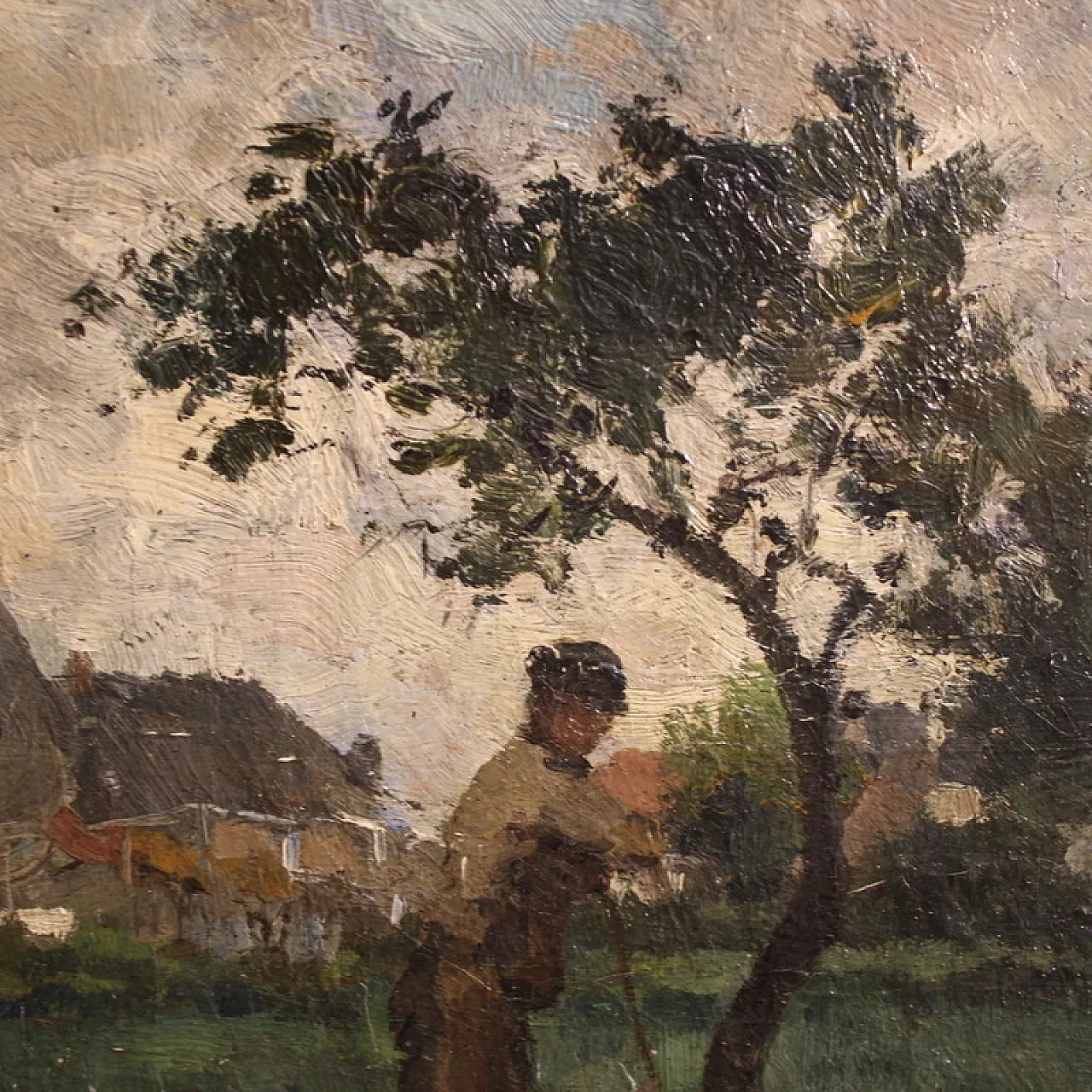 Dutch painting with Impressionist Landscape, oil on canvas, 19th c. 12