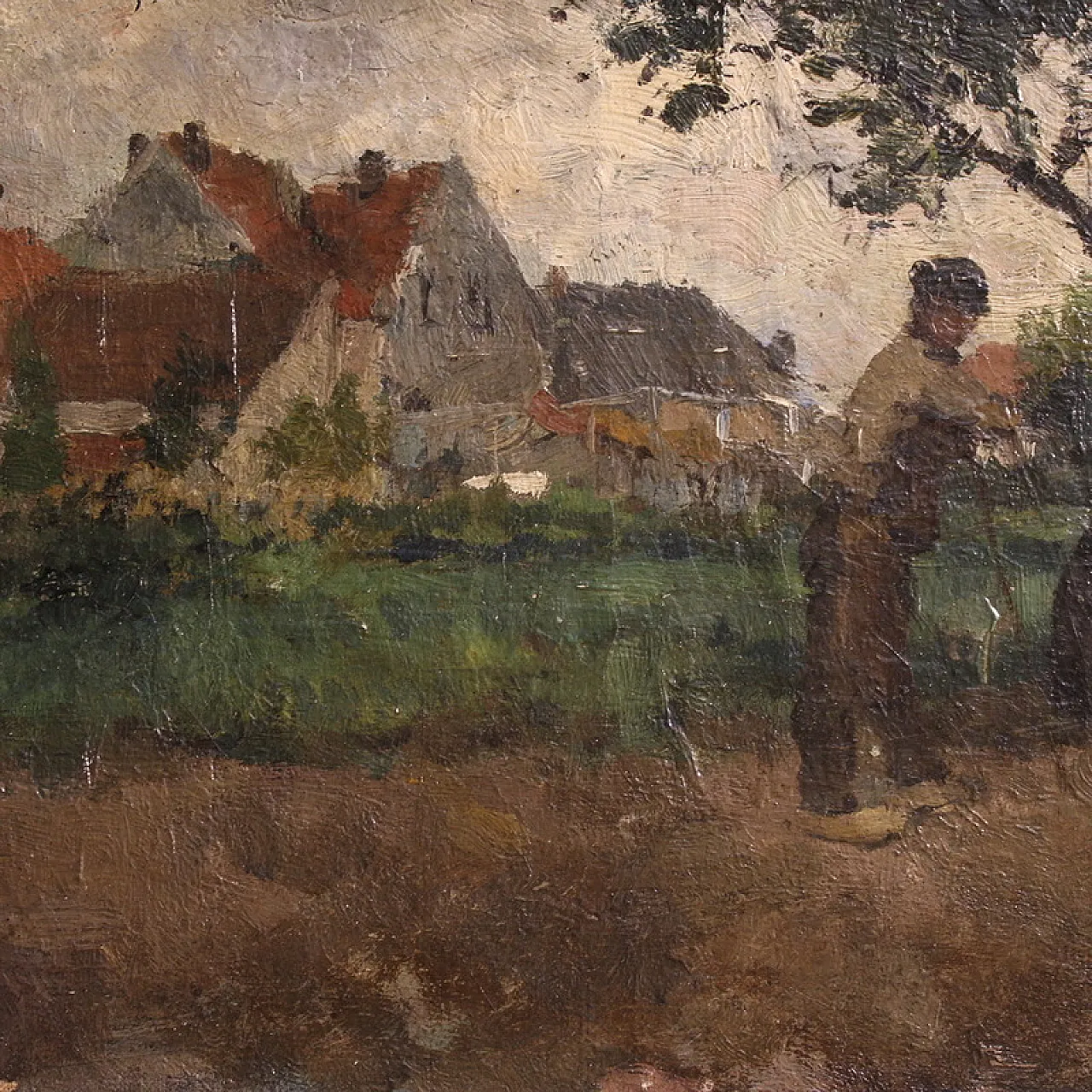 Dutch painting with Impressionist Landscape, oil on canvas, 19th c. 14