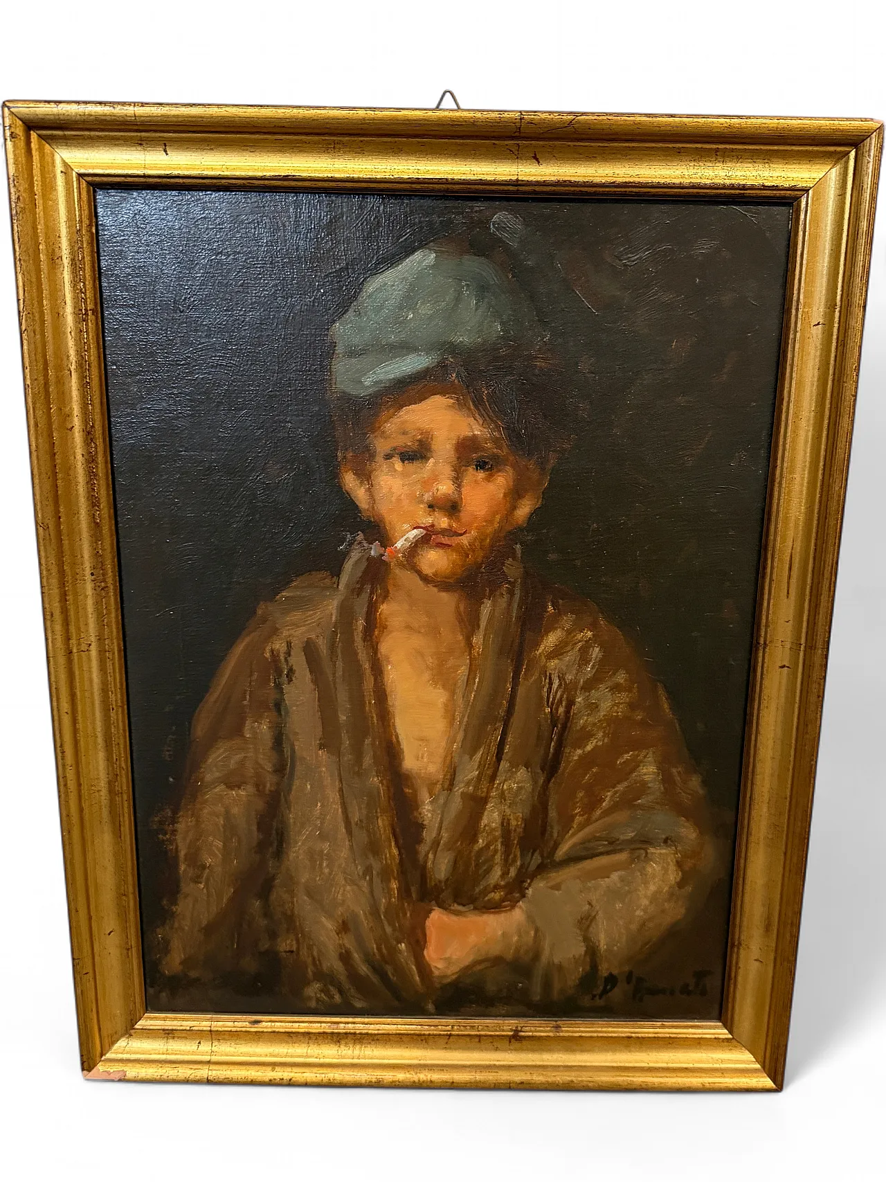 Neapolitan Scugnizzo, Oil painting on canvas, signed, 20th century 8