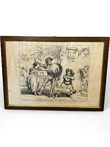 Old engraving Don Quixote di Bartolomeo Pinelli (1771-1835), 1833