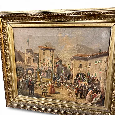 Carlo Ademollo. Antique Oil on canvas 1870 Risorgimento “The victory